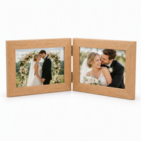Cadre photo double articulé en bois 4x6 pouces, pliable, style rustique, pour mariage, anniversaire, décoration intérieure, cadeau