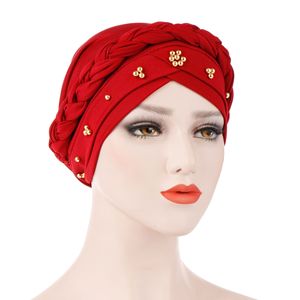 Hijab Turbante di Alta Qualità in Stile Etnico con Perle Dorate per Donne Arabe Musulmane - Product Image 2