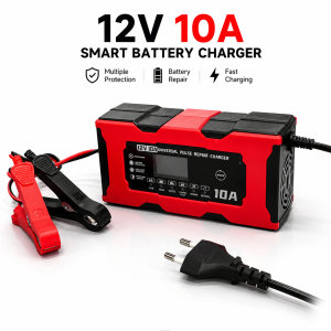 Cargador de Batería de Coche de 12V 10A a Precio de Fábrica, Certificado CE/FCC/RoHS, Pantalla LCD Inteligente, Enchufe Personalizado, OEM ODM, Batería de Plomo-Ácido, Carga por Pulsos - Product Image 1