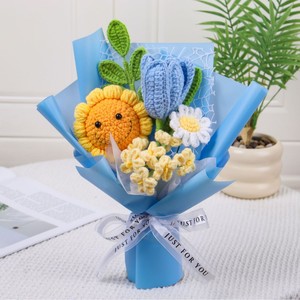 Handmade Knitted Sunflower Knitted <b>Flower</b> Bouquet Gift Handmade Crochet <b>Artificial</b> <b>Flower</b> - Product Image 2