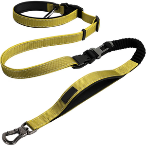 Correa de perro multifuncional con amortiguador Rotación de 360 ° Gancho fácil Longitud ajustable para caminar seguro - Product Image 4