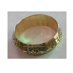 กำไลทองเหลืองกลมชุบทองพร้อมสลักสำหรับผู้หญิงเครื่องประดับแฟชั่นมีสไตล์สำหรับงานแต่งงาน/งานเลี้ยง - Product Image 2