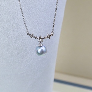 Collar de Perlas Largo Personalizado de 45 cm con Luz Azul para Mujer, Plata de Ley 925, Collar de Perlas Barrocas de Agua de Mar de 8.5-9 mm - Product Image 3