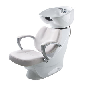 Poltrona da Parrucchiere Portatile dal Design Moderno con <span class=keywords><strong>Lavabo</strong></span> in Ceramica Bianca, Struttura in Acciaio Inossidabile Resistente, Include Cuscino <span class=keywords><strong>per</strong></span> il Collo e Lavandino - Product Image 1