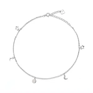 Item quente sol lua estrela 925 tornozeleira de prata, pulseira para mulheres acessórios modernos joias do corpo personalizado