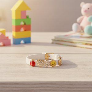 Biojoux Marque BJB009-Bracelet Enfant Paillettes blanc 4 CHARMS 24k GP - Product Image 3