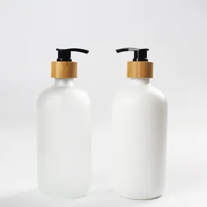 Shampoo Vintage Liquid Soap Glass 500 ml White Shampoo Bottle With Pump