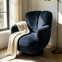 Fauteuil pivotant moderne rembourré avec dossier en forme de pétale, fauteuil d'appoint à assise large, chaise longue décorative pour salon, hôtel, villa