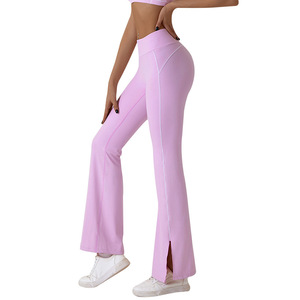 <span class=keywords><strong>Mallas</strong></span> de Yoga de cintura alta para <span class=keywords><strong>mujer</strong></span>, <span class=keywords><strong>mallas</strong></span> acampanadas para correr, Fitness, entrenamiento de baile, pantalones de pierna ancha, <span class=keywords><strong>mallas</strong></span> de gimnasio - Product Image 4