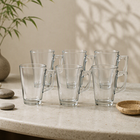 Tasses en verre réutilisables 250ml, ensemble de 6 pièces, avec poignée, pour le thé et le café