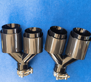 4,0 Zoll Y-Form Doppel-Endrohrblende aus Glanz-Carbon im AK-Stil für die optische Aufwertung des Fahrzeughecks - Product Image 5