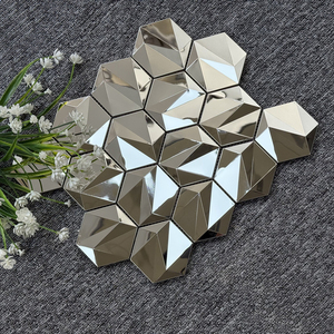 Gạch kính khảm kim loại hình lục giác 3D nổi, cạnh vát, dùng trang trí tường nền nội thất KTV, có khả năng thiết kế đồ họa - Product Image 1