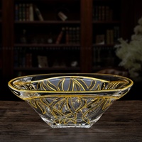 Bol à fruits en verre moderne de luxe bols à fruits en verre plaqué or à motif d'algues pour la décoration de la maison