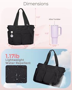 กระเป๋าโท้ทขนาดใหญ่หลายช่องใส่ของได้เยอะ พร้อมช่องใส่แล็ปท็อป ผ้ากันน้ำน้ำหนักเบา สายรัดติดกับรถเข็น สำหรับใช้ในชีวิตประจำวัน - Product Image 4