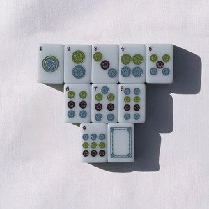 Jeu de Mahjong Classique de Luxe Vert Herbe, 4 Pièces en Acrylique de 1,26 Pouce, Motif Jasmin Américain - Product Image 4