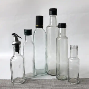 Botella de Vidrio Transparente Vacía para Aderezos y Salsas de Cocina con Tapa y Vertedor, Apta para Aceite de Oliva Virgen Extra Prensado en Frío - Product Image 5