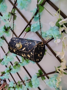 Sac bandoulière pour femme avec chaîne, style vintage, fermeture à rabat, motif mèches dorées, pour soirée, mariage, sac à main de soirée - Product Image 5