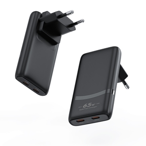 อะแดปเตอร์ GaN ขนาด 65W แบบบางพิเศษ 2 พอร์ต หัวปลั๊กแบบพับได้ มาตรฐาน EU สำหรับ MacBook Pro Max <span class=keywords><strong>XS</strong></span> สำหรับ <span class=keywords><strong>iPhone</strong></span> iPad สำหรับ Samsung สะดวกสำหรับแล็ปท็อป - Product Image 2