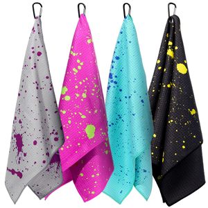 Toalla de golf personalizada Shine con clip, color verde lima, de microfibra, para bolsas de golf, regalos para hombres y mujeres, regalos de cumpleaños, regalos tipo gofre. - Product Image 1