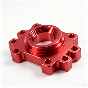 Base de Montaje de Brida de Aluminio 6061 con Mecanizado CNC Personalizado OEM, Anodizado Rojo, Fresado de Precisión, Placa de Conexión Roscada Mecánica - Product Image 4