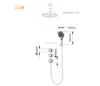 Système de douche encastré de luxe 12'' en laiton brossé doré à 2 voies avec pommeau de douche de plafond et ensemble de robinetterie de salle de bain