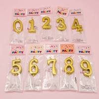 Adorno Metálico Dorado para Pastel con Número del 0 al 9, Vela de Cumpleaños con Palillo para Decoración de Fiestas