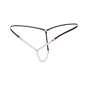 Tangas sexis de entrepierna abierta para mujer más vendidas con cadenas de cuentas Calzoncillos de tiro bajo con espalda en T Lencería Perlas Bola Logo Cintura - Product Image 1