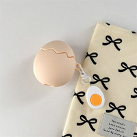 Étui en silicone pour écouteurs Apple Airpods 4 Pro 2 3, motif jaune d'œuf simulé, coque en caoutchouc, étui mignon en forme de coquille d'œuf avec chaîne