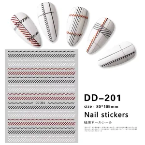Factory Price 3D Flatness Linear and Flower Sticker DIY Nail Decals Stickers Nail Art Decoration Adhesive Sticker For Nail Art