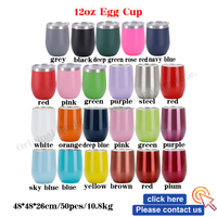 Gobelet à vin brillant en forme d'œuf de 12 oz, logo personnalisé, en acier inoxydable 304, à double paroi, isolé sous vide, avec couvercle coulissant transparent