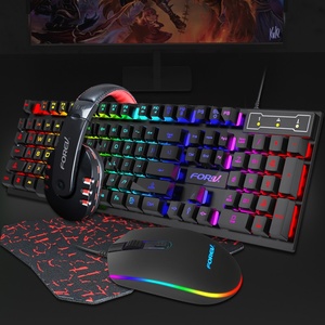 Ensemble de jeu FVQ809 quatre pièces : <span class=keywords><strong>clavier</strong></span> et <span class=keywords><strong>casque</strong></span> filaires éclairés ; Combo <span class=keywords><strong>clavier</strong></span>-<span class=keywords><strong>souris</strong></span> RGB ; Accessoires PC avec options personnalisables - Product Image 3