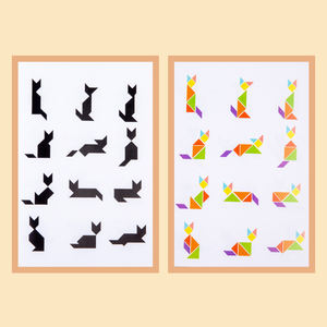 Puzzle Tangram magnetik kayu edukasi anak-anak merah baru untuk 2 sampai 4 tahun papan Jigsaw berpikir logis - Product Image 4