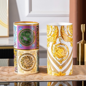 Customized Art Deco Luxury Transparent Ceramic Bone China Tabletop Vase for Anniversary with <b>Gift</b> <b>Box</b> - Product Image 1