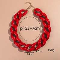 Elegante Collar de Acrílico con Cadena Gruesa de Resina Efecto Mármol de Longitud Personalizable, Joyería Vintage Francesa para Mujer y Hombre