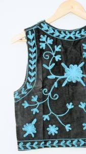 Chaleco Corto de Terciopelo de Algodón Bordado a Mano Estilo Bohemio para Mujer, Floral, Sin Mangas, Ecológico, Transpirable, Ligero e Informal - Product Image 4