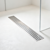 Caniveau de vidange linéaire pour salle de bain, à insérer dans les carreaux, avec système de retenue des traces d'eau, pour douche