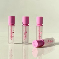 Tube de gloss à lèvres transparent rose personnalisé, tube cosmétique en plastique OEM ODM avec emballage personnalisé