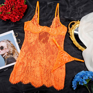 Wholesale Women's Clothing Sexy Lingerie Dress Lace Slips & Thong Women's Nightdress Sexy Pajamas Erotic Underwear Soft