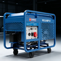 Générateur diesel 11 kW 12 kW refroidi par air, bicylindre, démarrage électrique, groupe électrogène portable, réservoir de carburant de 40 L, type silencieux, châssis ouvert, 1800 tr/min