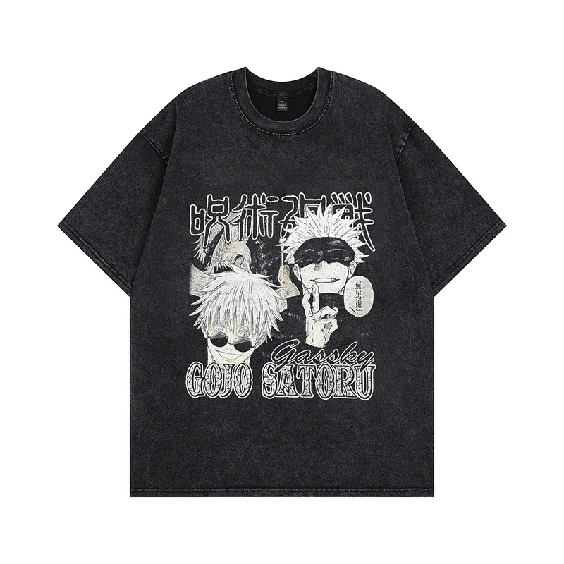 Kaus gambar layar kualitas tinggi kustom tshirt ukuran besar anime dtg t-shirt kustom katun jujutsu kaisen