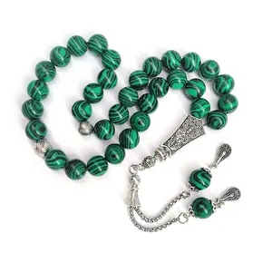 10mm Synthétique <span class=keywords><strong>Malachite</strong></span> Tasbih Allah Mohammed 33 Perles De Prière Islamique Chapelet Collier - Product Image 1
