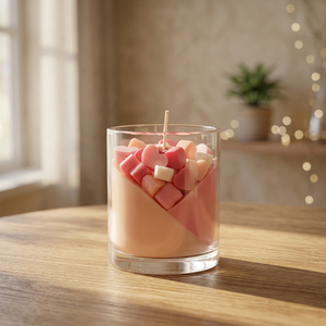 Porte-bougie en verre rond avec décor de cœur rose pour la Saint-Valentin, décoration de la maison, résistant à la chaleur, pot à bougie vide - Product Image 2