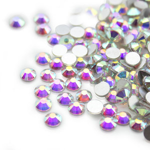 Diamantes de imitación redondos de alta calidad, grado <span class=keywords><strong>a</strong></span> 1,3-8mm, redondos, sin fijación en caliente, <span class=keywords><strong>AB</strong></span>, adhesivos para prendas de vestir, diamantes de imitación brillantes - Product Image 2