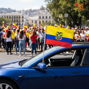 Bandera de Ecuador de 12"X18" con Logotipo Personalizado, Impresión Digital, Bandera de Coche Arcoíris, Material de Nailon/Poliéster/Plástico, Modelo 375456 - Product Image 3