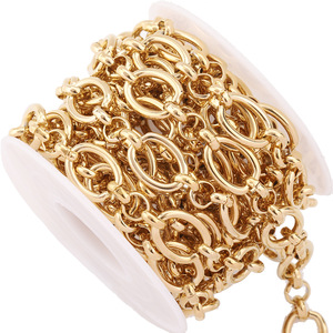 Handmade <b>Chain</b> Combination <b>Chain</b> Stainless Steel Gold Plated 3:1 Oval Link DIY Bag <b>Waist</b> <b>Chain</b> - Product Image 4