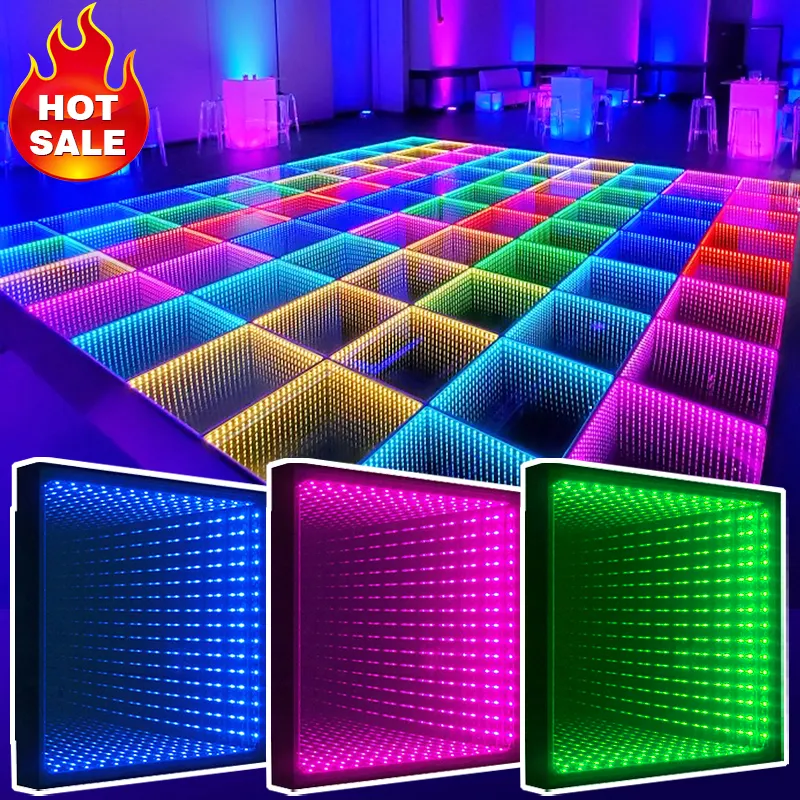 Magnetic Led Dance Floor Wedding Portable 3D Pisos Led Con Luz Para Fiestas Infinity Mirror Wireless Led Floor to Dance