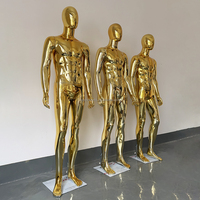 Mannequin Homme de Vitrine, Mannequin de Sport Masculin Musclé Doré Chromé Miroir, Mannequin Corps Entier pour Présentoir de Magasin de Vêtements