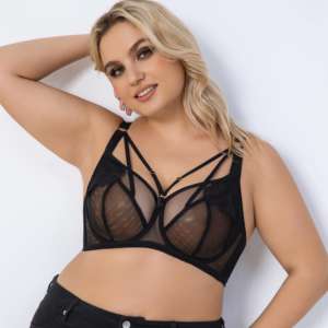 Pakaian Dalam Pengangkat Dada Model Tali Berbahan Jaring Bernapas dengan Renda Dekoratif, Tali Dapat Disesuaikan, Rajutan, Push-Up, untuk Bibi Amerika yang Gemuk - Product Image 2