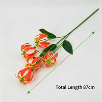 5 Köpfe 87cm Künstliche Flammen-Gloriosa-Lilie, Künstliche Orchideenblume für Heim, Hotel, Hochzeit, Tischvase, Deko, Künstlicher Blumenstiel