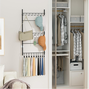 Estante de almacenamiento metálico multifuncional y moderno para colocar detrás de la puerta, para usar en la entrada de una habitación del hogar. - Product Image 3